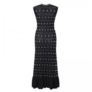 Kesädollarin kaulus hihaton olkapää, metallisetneulotut mekot